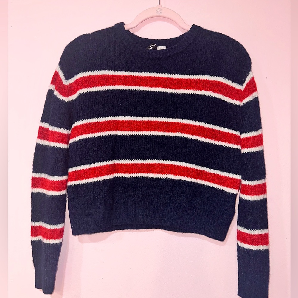 Blue with red stripes sweater in good condition